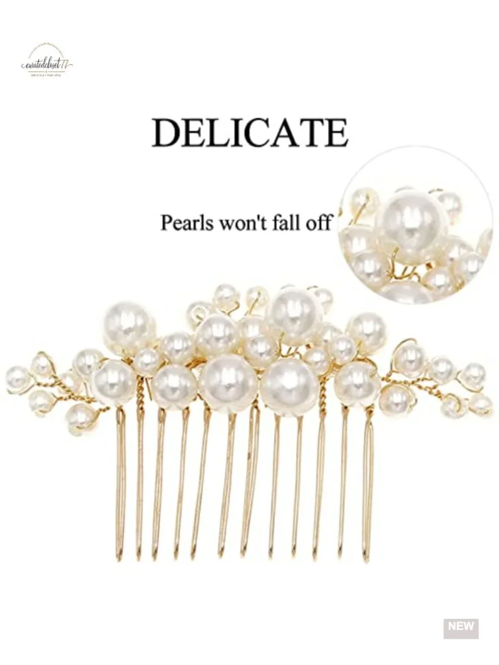 Pearl Hair Combs and Pins Set of 5, Bridal Hair Accessories for Wedding Prom
